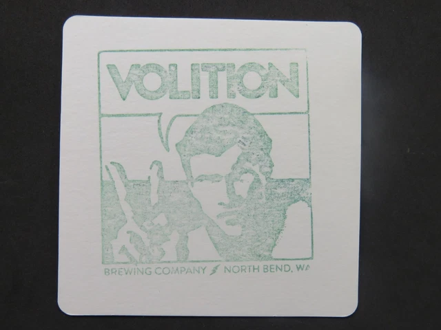 Beer Handmade Green Brewery Coaster ~ VOLITION Brewing ~ North Bend, WASHINGTON