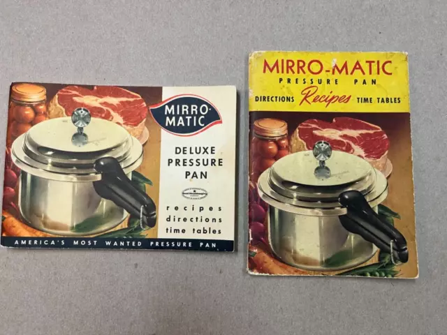 TWO MIRRO-MATIC Deluxe Pressure Pan RECIPE Books 1954 1958