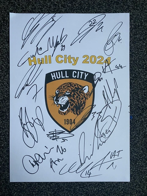 Hand Signed HULL CITY 2024 Hand Signed A4 Autograph Sheet,Traore,Connolly,Christie ...