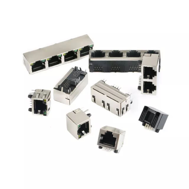 Conectores de zócalo hembra puerto Ethernet de red RJ45 8P8C 8 pines adaptador de montaje de PCB