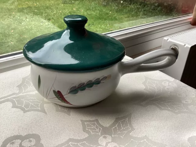 Denby Green Wheat Lidded Handled Soup Bowl Sauce Boat VGC