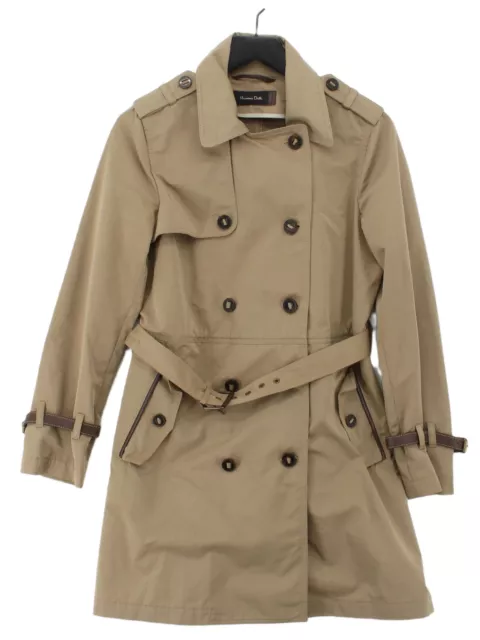 Massimo Dutti Women's Coat M Tan Cotton with Polyester, Viscose Pea Coat