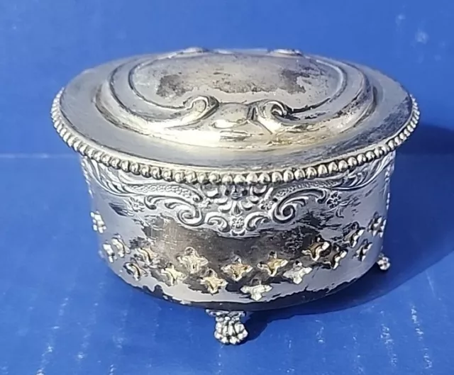 Vintage Victor Silver Co Quadruple Plate, Collectible JEWELRY Casket Trinket Box