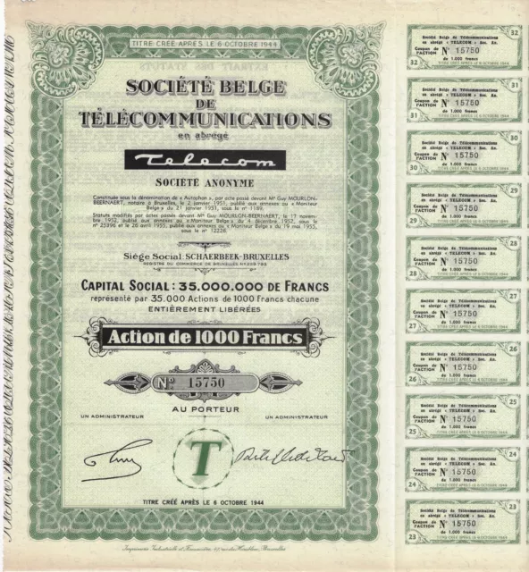 Societe Belge de Telecommunications en abrege TELECOM, Schaerbeek-Brüssel, 1955