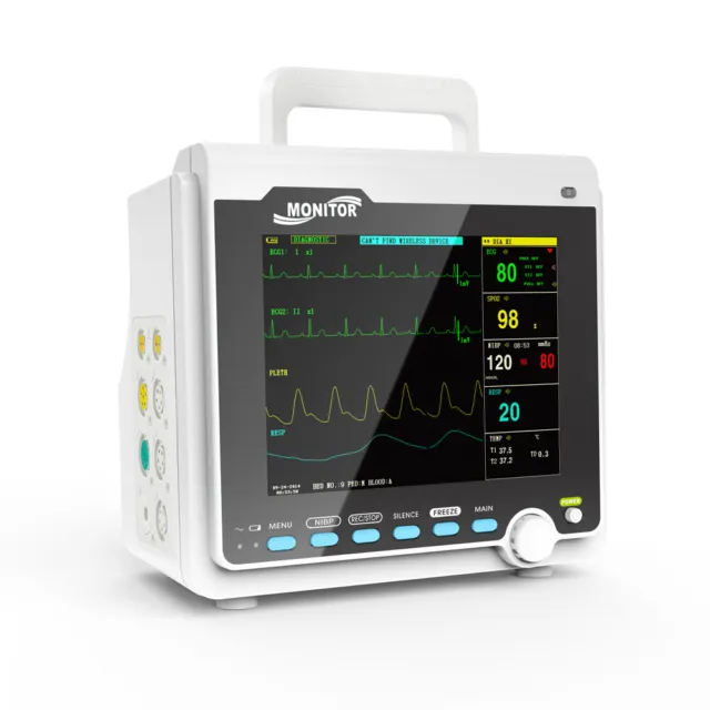 Portable Medical Patient Monitor 8" ICU Vital Signs ECG,RESP,SpO2,PR,NIBP,TEMP 2