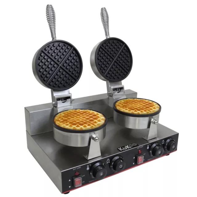 Double Waffle Maker Electric Commercial Catering Stainless Steel FREE Tongs