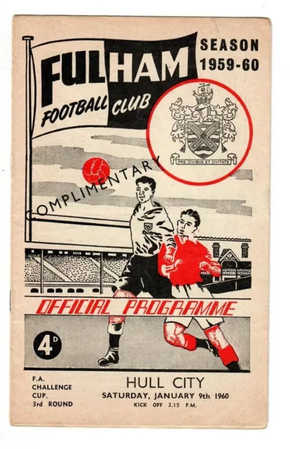 1959/60 Fulham v Hull City FA Cup Football Programme
