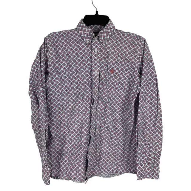 ARIAT LONG SLEEVE Button Down Shirt Geometric Rodeo Boy's XL $15.99 ...