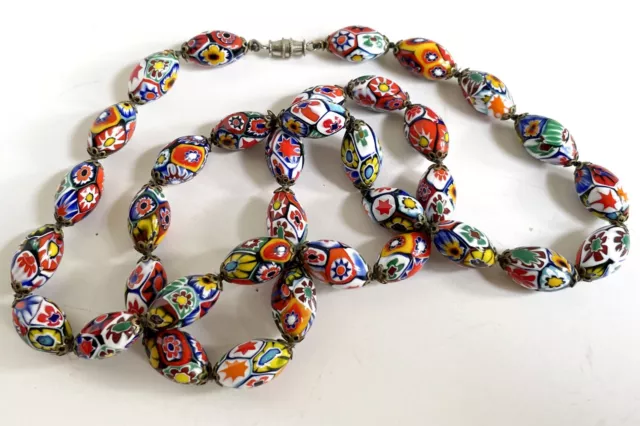 Vintage Venetian Millefiori Glass Bead Necklace