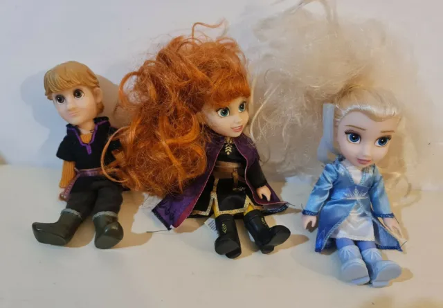 Disney Store Frozen Elsa Anna Kristoff Animator Collection Toddler Mini Dolls 5”