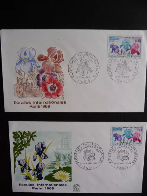 Lot de 2 Lettres Philatéliques FLORALIES INTERNATIONALES PARIS 1969