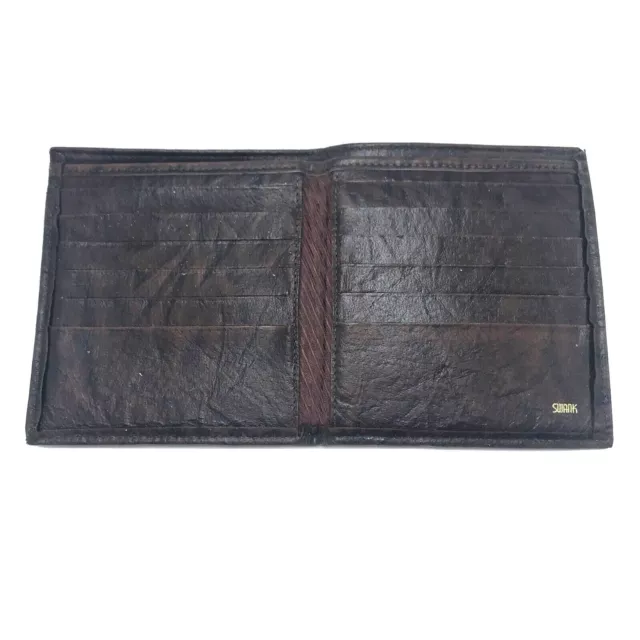 Vintage Swank Mens Wallet Bifold Billfold Brown Leather Wallet 15 Pockets