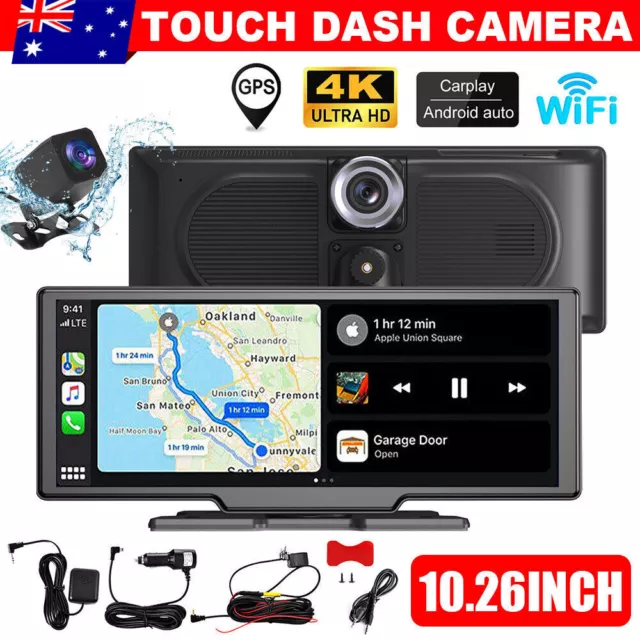 10.26 Inch Touch Screen Car Dash Cam Wireless Dual Lens For Apple