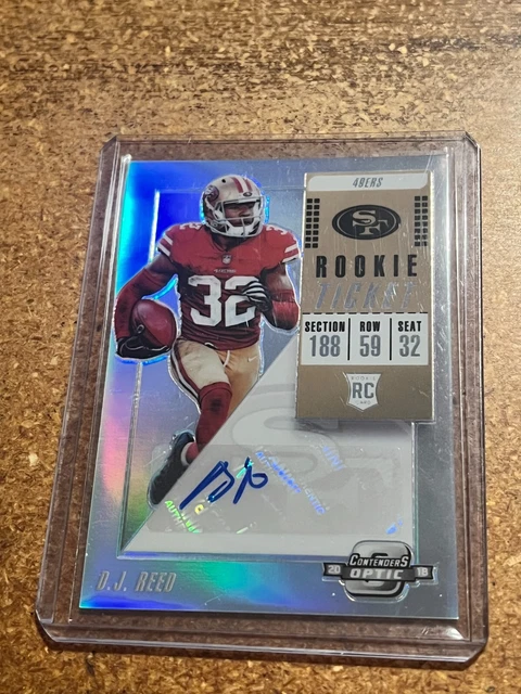 2018 Panini Contenders Optic Rookie Ticket Silver Prizm # 179 DJ Reed Autograph
