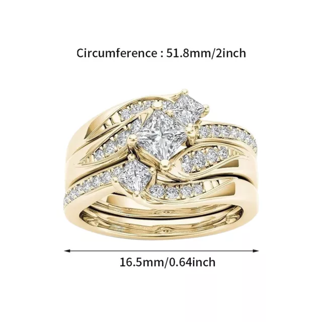 Engagement Gold Plated Artificial Diamond Gift Zircon Ring For Woman Bling Party