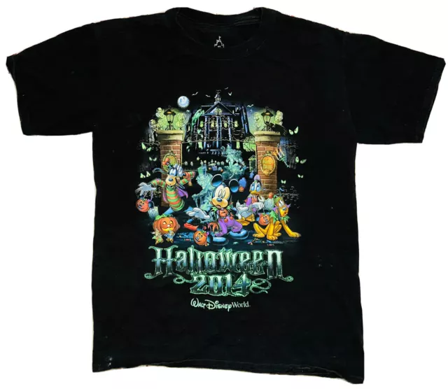 Disney Parks Halloween 2014 Haunted Mansion Hitchhiking Ghost Mickey Shirt; YXL