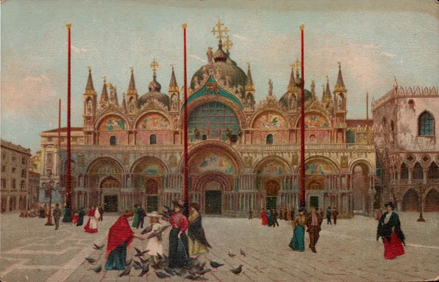 Vintage Postcard Italy Cathedrale artistic photos old coulpes with birds church