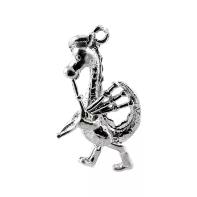 Sterling Silver Scottish Nessie & Bagpipe Charm      