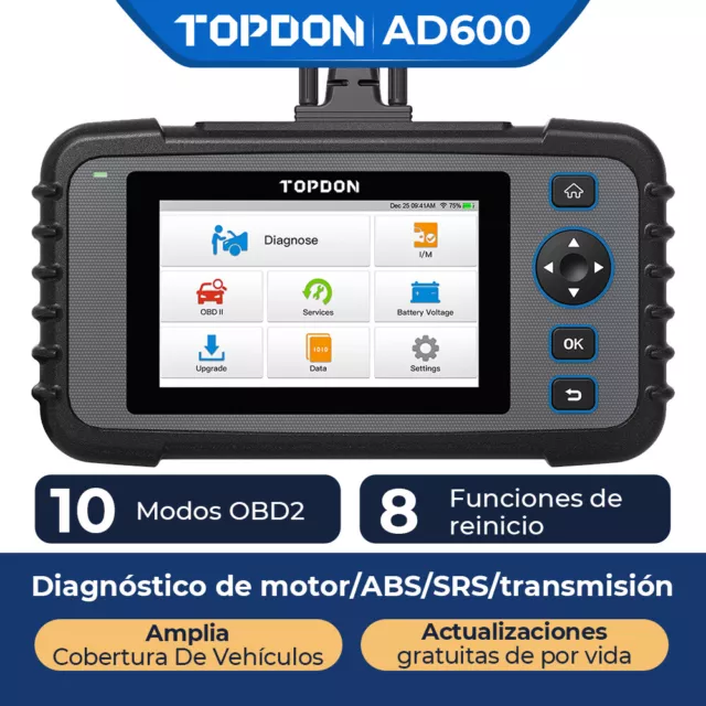 🔥TOPDON AD600 OBD2 Herramienta Diagnóstico Escáneres de coche SAS TPMS ABS SRS