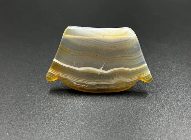 Antique Vintage South East Asian Banded Agate Stone Necklace Bead Pendant