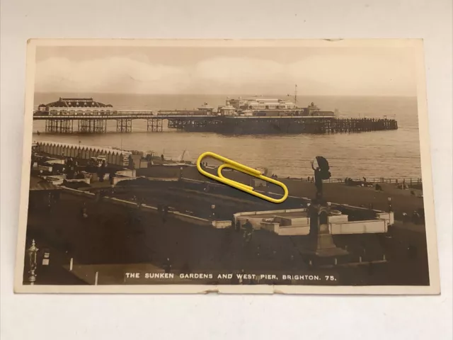 Brighton Sussex: The West Pier And Sunken Gardens 1943 RPPC