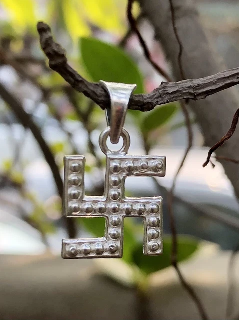 925 Silver Hindu Religious Swastik Swastika Pendant for Temple, Pooja Free Ship