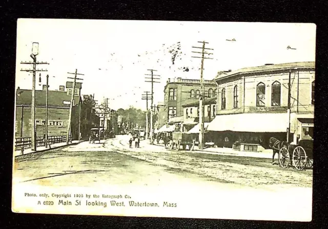 Watertown, MA 1905 post card Main Street post card