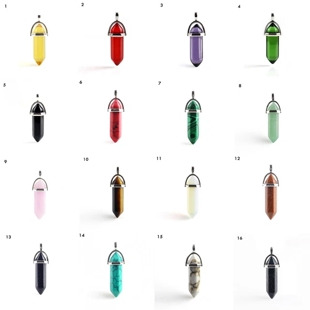 Natural Quartz Chakra Crystal Healing Point Cut Gemstone Pendant Reiki Necklace 5