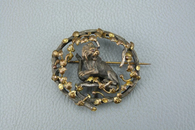 Broche Ancienne En Bronze - Bijou Vintage, Couleur Argenté, Occasion