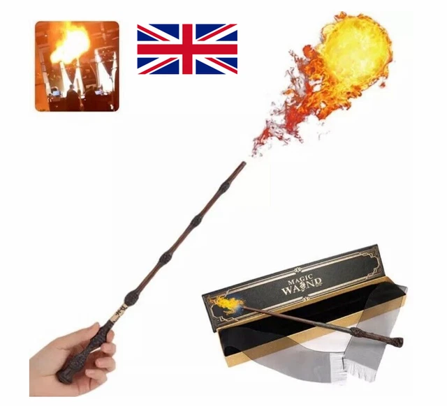 HARRY POTTER ZAUBERSTAB Real Flame Shooting Cosplay Dumbledore Feuer Wand Boxed EUR 47,59