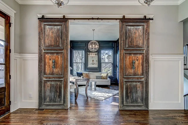 Antique Raised Panel French Doors, Rustic Barn Door Distressed Interior Exterior