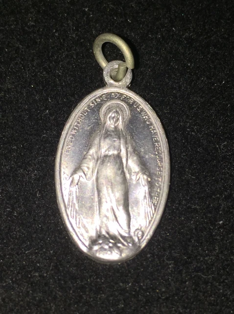 Vintage Miraculous Medal 1830 Silver Tone Virgin Mary Pendant Made In France