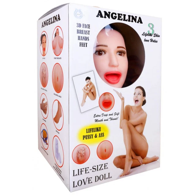 Bambola angelina gonfiabile con viso 3d e genitali realistici vibranti love doll
