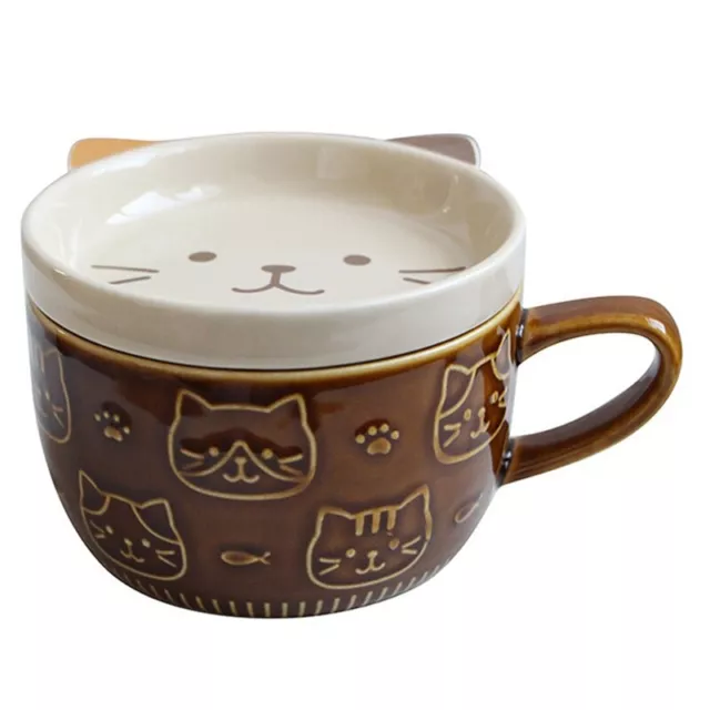 11oz Ceramic Cute Cat Coffee Mug with Lid, Kawaii Cat Mug novelty Birtay gifts