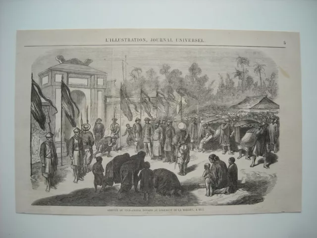 1863 Engraving. Vietnam. Arrival Of Vice-Admiral Bonard At Mission Housing,