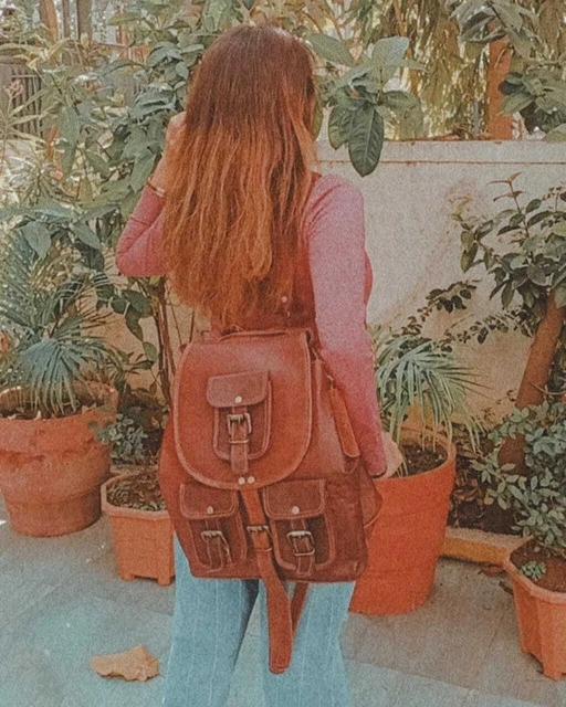 Womens Vintage Style Bag Genuine Leather Backpack College Travel Hiking Rucksack