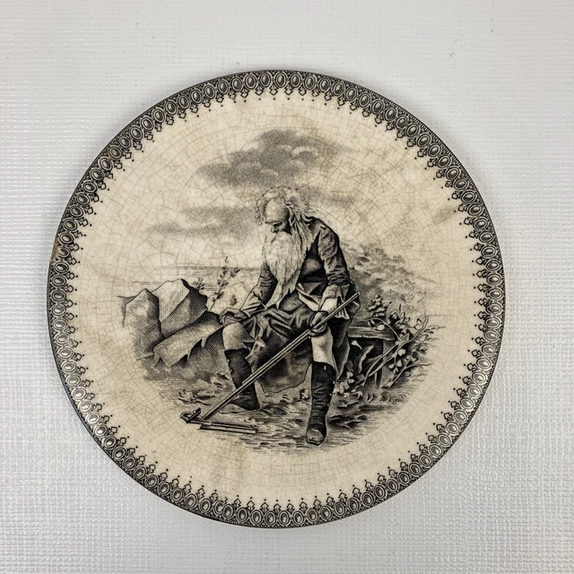 Antique Tile Heavy Trivet Heavy Round 6.5 Inch White / Black