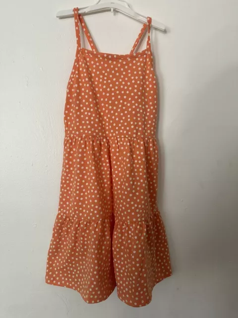 Cat & Jack Polka Dot Tank Dress Girls Size S (6/6X) Orange Sleeveless Tiered