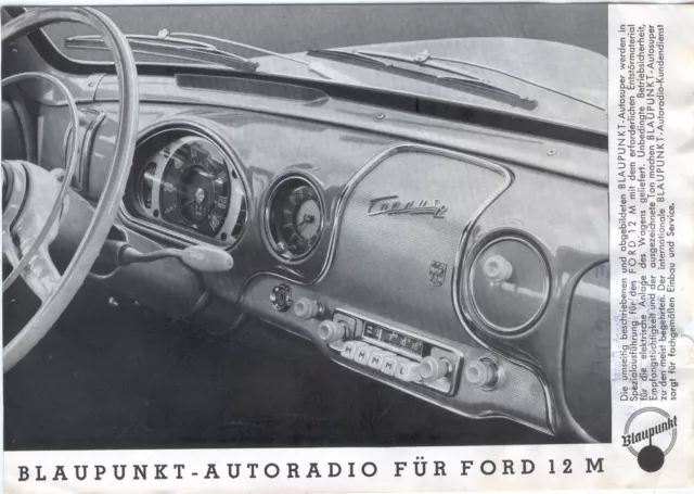 Blaupunkt Autosuper Informations-Blatt m Typen Autoradio f Ford Taunus 12 M 1955