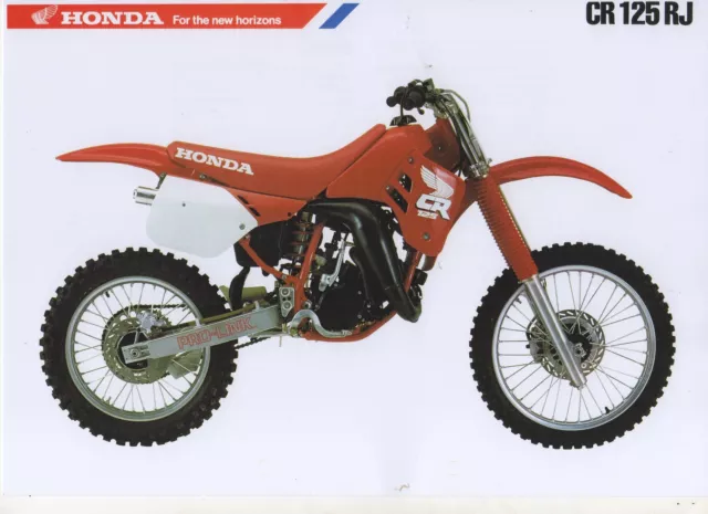 1988 HONDA CR125RJ Motocross Dirt Bike 2 Page Motorcycle Sales Brochure NCS