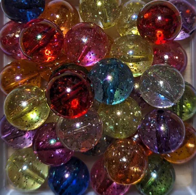 20mm Glitter Beads Clear Multi Color Bubblegum Chunky Beads  Acrylic Beads