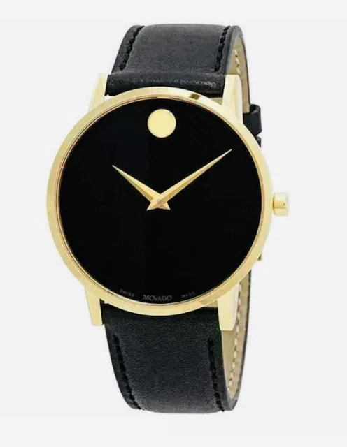 Brand New Movado Men’s Museum Classic Black Dial Black Leather Watch 0607314