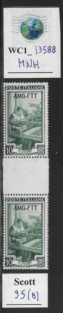 WC1_13588. ITALY: TRIESTE FTT. 10 L gutter pair 1950 ITALY @ WORK. Scott 95. MNH