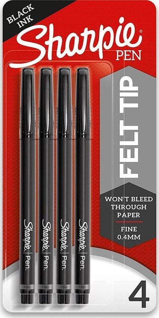 SHARPIE Felt Tip Pens, Fine Point (0.4mm), Black, 4 Count