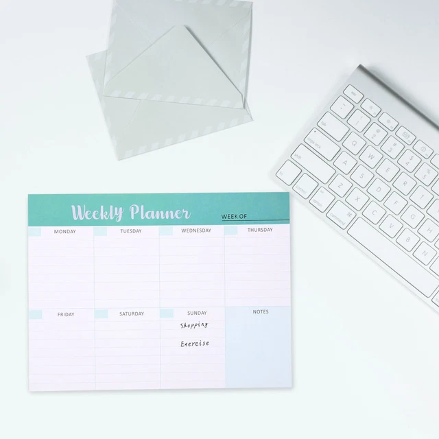 Bloc-notes Planificateur Hebdo/mensuel Déchirable - 40 Feuilles Pour To-do Lists