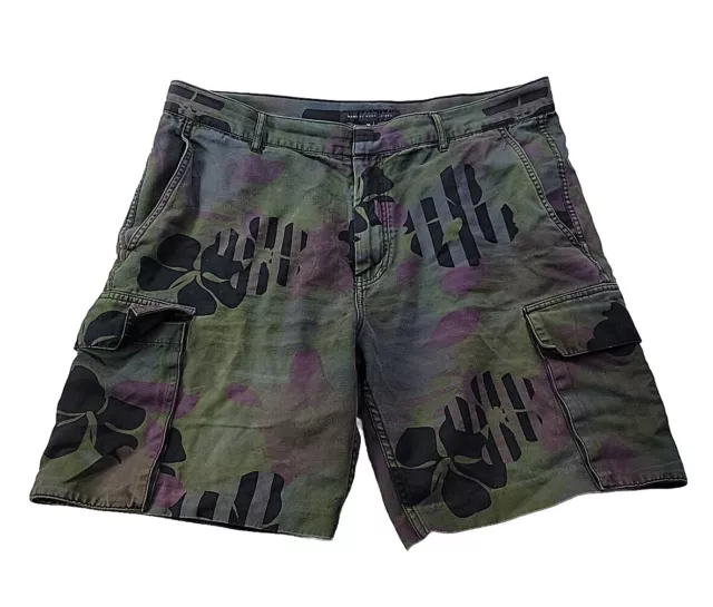 Marc Jacobs Men 36 Green Floral Camo Cargo Shorts Pockets 8.5" Cotton Military