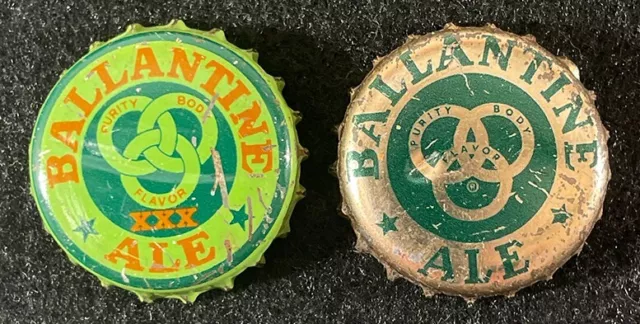 2 Ballantine Ale Cork Beer Bottle Cap ~ Newark New Jersey Nj Crown Bally 3 Rings