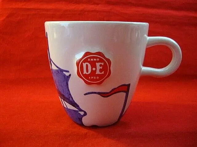 DE Douwe Egberts Hollands Souvenir Coffee Cup -Scenes of Amsterdam Sailing Ships