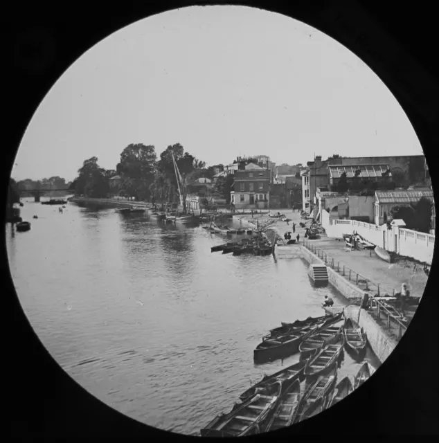 Glas magische Laterne Dia ANSICHT VON RICHMOND BRIDGE C1890 ALTES VIKTORIANISCHES FOTO
