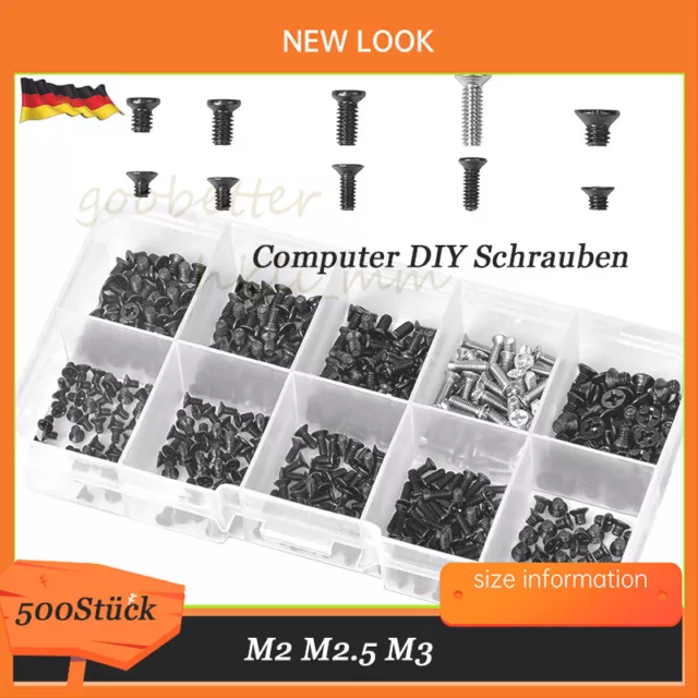 500Tlg Computer DIY Schrauben Set Sortiment M2 - M3 Für Laptop Notebook Computer
